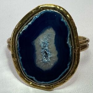 Blue Agate Slice Wrist Cuff